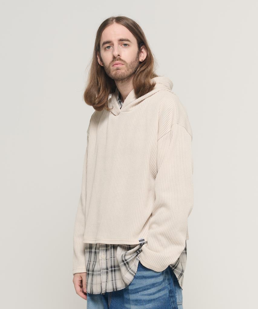 CARGOBROS Hooded Cropped Layered Long Sleeve Knit (Ivory)