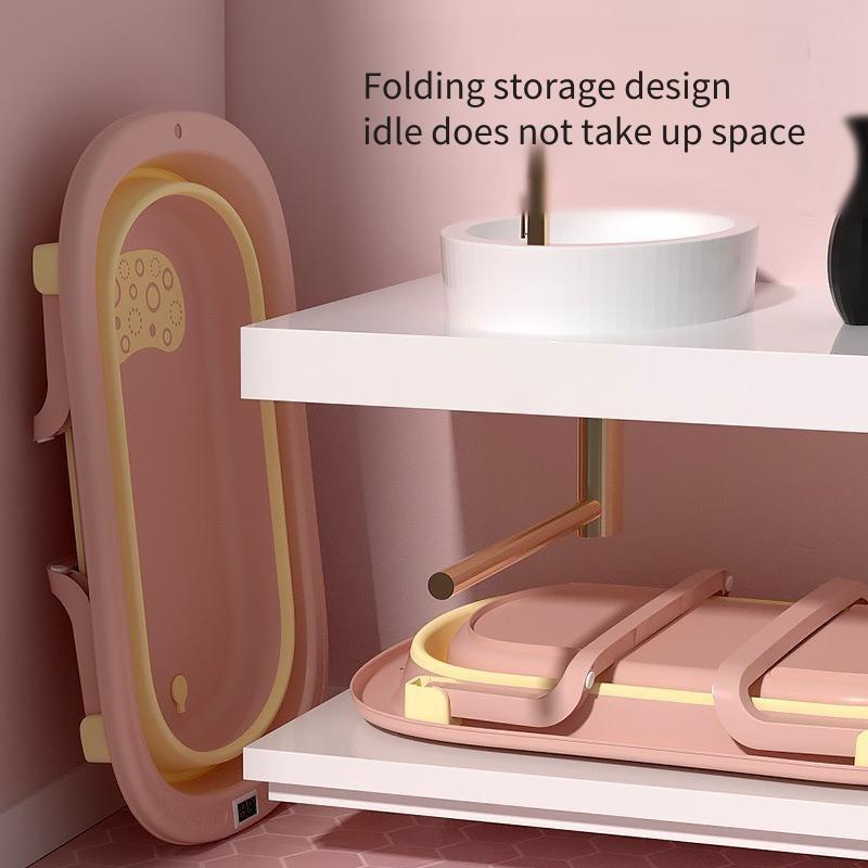 Baby Shower Basin Bathtub Baby Foldable Temperature Sensing Design Sitting and Lying Large Size Newborn Baby Shower Bucket
