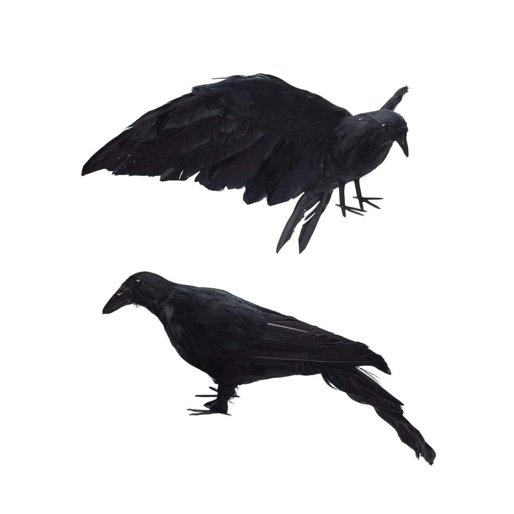 Realistic Crow Tabletop Decoration Halloween Prop Scary Atmosphere Artificial Crow Figurine for Seasonal Indoor Outdoor Display