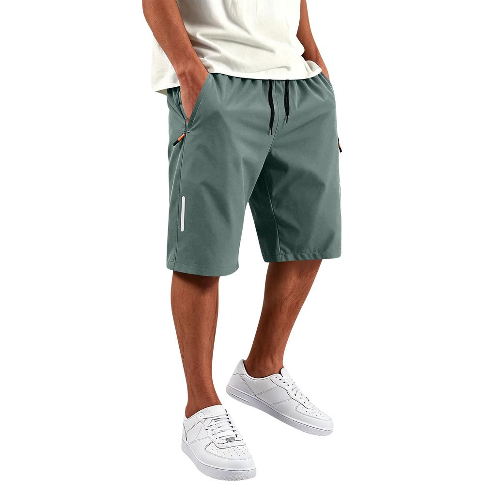 Men's Running Shorts with Reflective Strip, Zipper Pockets, Straight Fit for Athletic Performance