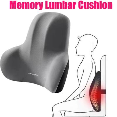 Memory Foam Lumbar Back Cushion for Car Office Gaming Chairs and Postpartum Waist Support Multi Functional Pain Relief Pillow