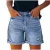 Short Jeans Women Vintage Hole Shorts Washed Distressed Pockets High Waist Streetwear 2025 Female Summer Denims Straight Pants
