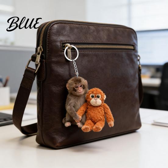 Handmade Monkey Keyring Keychain 2D Acrylic Cute Holding Plush Toy Accessory Hanging Pendant for Backpack Purse Car Keys Aceessory Everyday Use