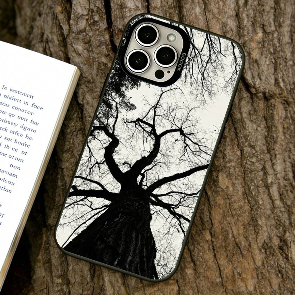 Barren tree Phone Case For iPhone 17,16,15,14,13,12,11 Plus,Pro Max,XS,Colored Silver Plated Inside Cover