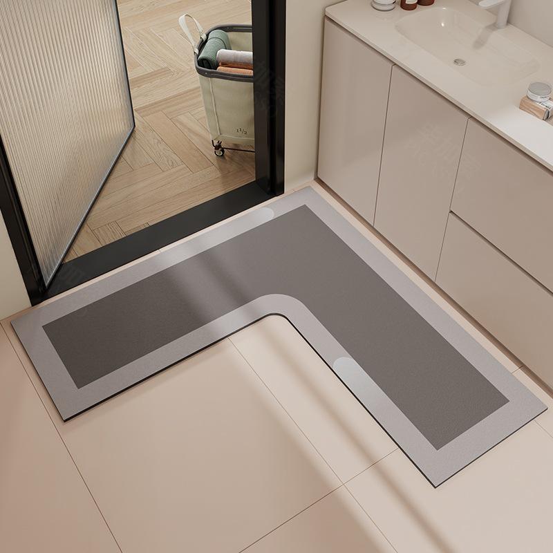 

Ретро L-подібний протиковзкий килимок для підлоги у ванній кімнаті - абсорбуючий діатомітовий килимок для ніг для входу в туалет 70*70*45cm - 4mm High-density Diatomaceous