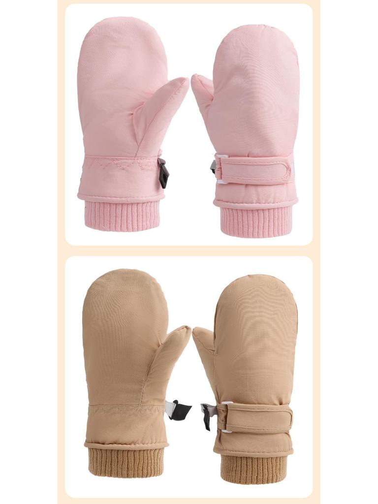 Kids' Quick-Dry Warm Ski Gloves with Waterproof Fabric and Thick Velvet Lining