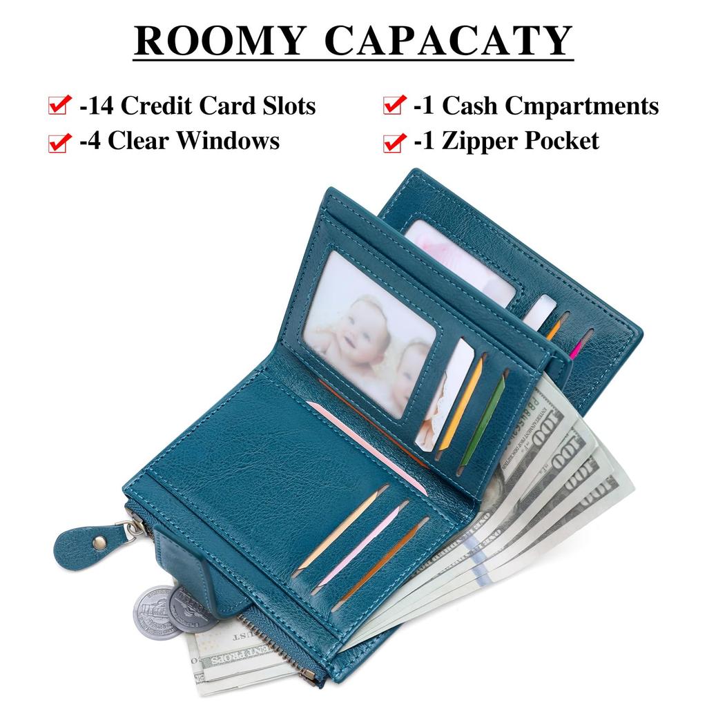 Large Soft Genuine RFID Magnetic Skimming Authentic with Coin Small Wallet [SENDEFN] Women's Bi-fold Wallet, Capacity, Touch, Leather, & Protection,