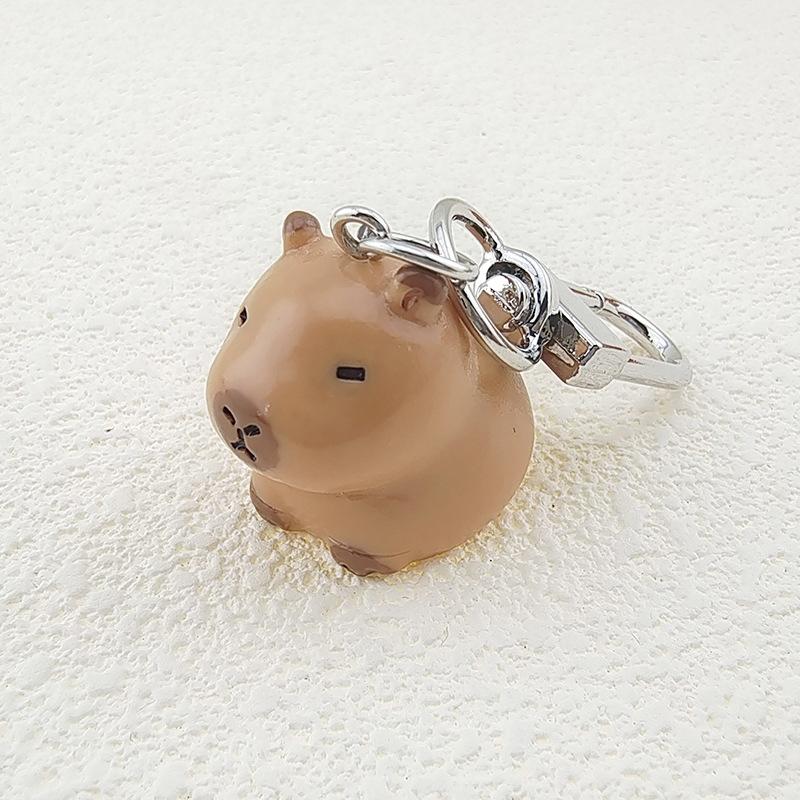 Kawaii 3D Capybara Keychain Cartoon Animal Keyring Bag Pendant Backpack Hanging Decoration Couple Key Holder Lovely Gifts