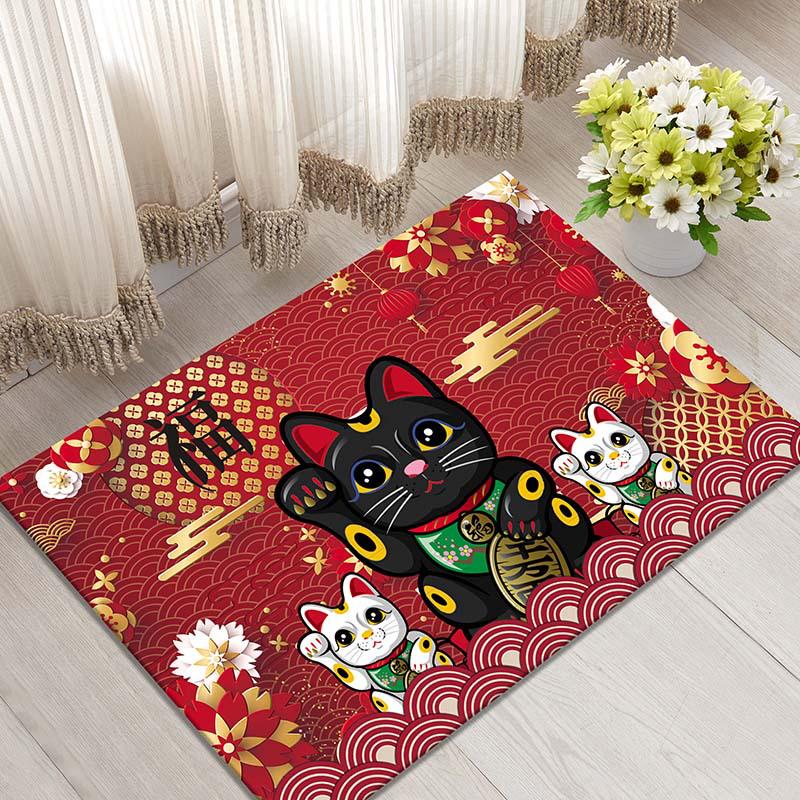 

Персонализируемые коврики для двери Lucky Cat — креативные, толстые и легко подгоняемые под размер для домашнего использования 60x90 cm