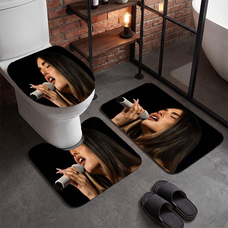 Madison Beer (5)Flannel Toilet 3 Piece Set Soft Bathroom Rug Non-Slip Toilet Seat Cover Bathroom Home Decor