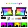 RGB Flood Light Outdoor Waterproof Led Floodlight RGB Reflector Spotlight Lamps with Remote Control for Garden Decor Lighting