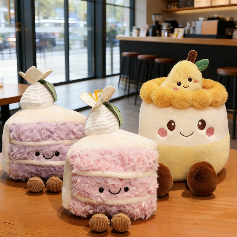 Cake Plush Toys Pink Strawberry Blueberry Chocolate Mango Cake Soft Stuffed Food Doll Lovely Plushie Perfect Gifts Boys Girls