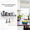 Metal Hanging Pan Pot Rack Wall Mounted with 10 Hook Holders Kitchen Storage Organizer
