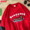 A Long Dog Is Paddling A Long Skateboardcotton Women TShirts Cartoons Prints Tops ONeck Soft Oversize T Shirt Summer Clothes