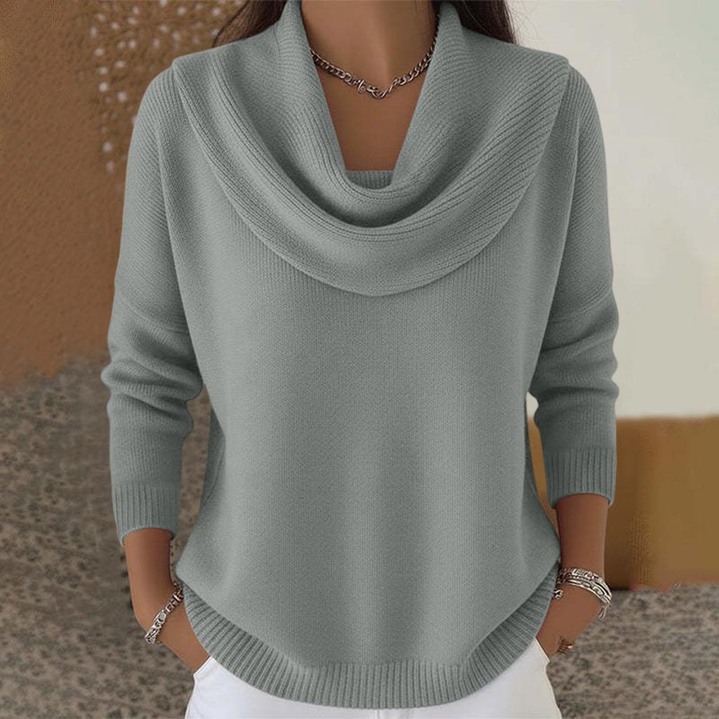 Women's Casual Long Sleeve Pullover Sweater Soft Knitwear with Cowl Neck for Everyday Wear Lightweight Comfortable Fit