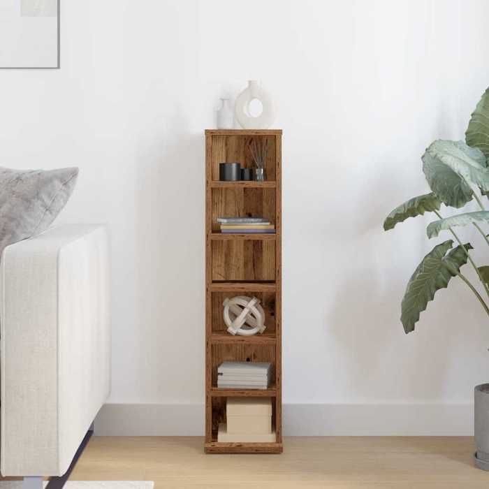 VidaXL CD Cabinet Old Wood 21x20x88 Cm Engineered Wood, Cd Storage Unit, Cd Storage Cabinet, Furniture of 855828