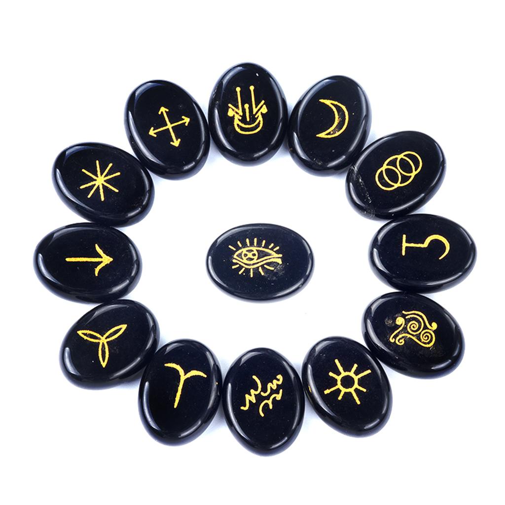 Set Di 25 Pietre Rune In Ematite Naturale - Antico Alfabeto Futhark Inciso Per Divinazione E Meditazione