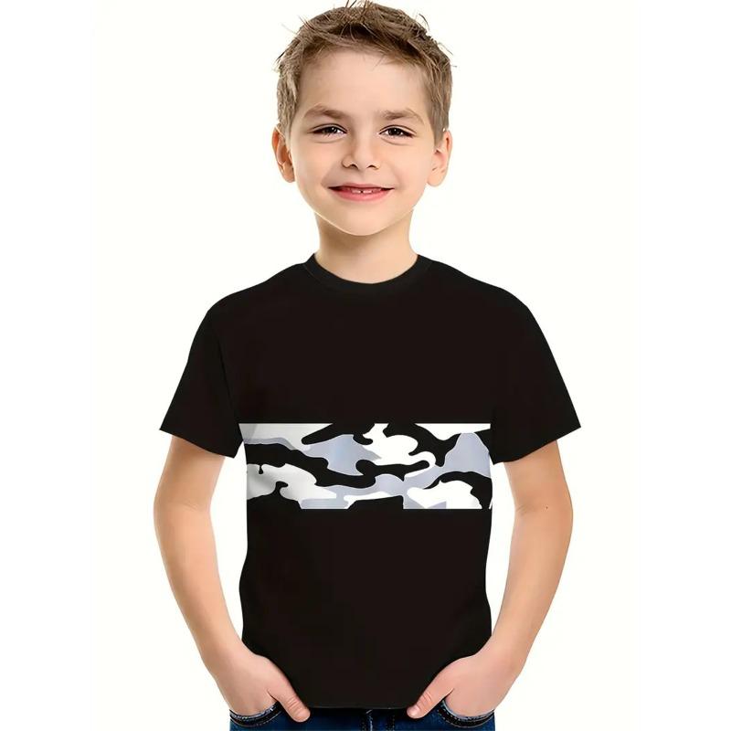Striped Simplicity 3d Print Tee Shirt Kids Boys Clothes Short Sleeve Casual Children's Clothing Fashion T Shirt For Boys