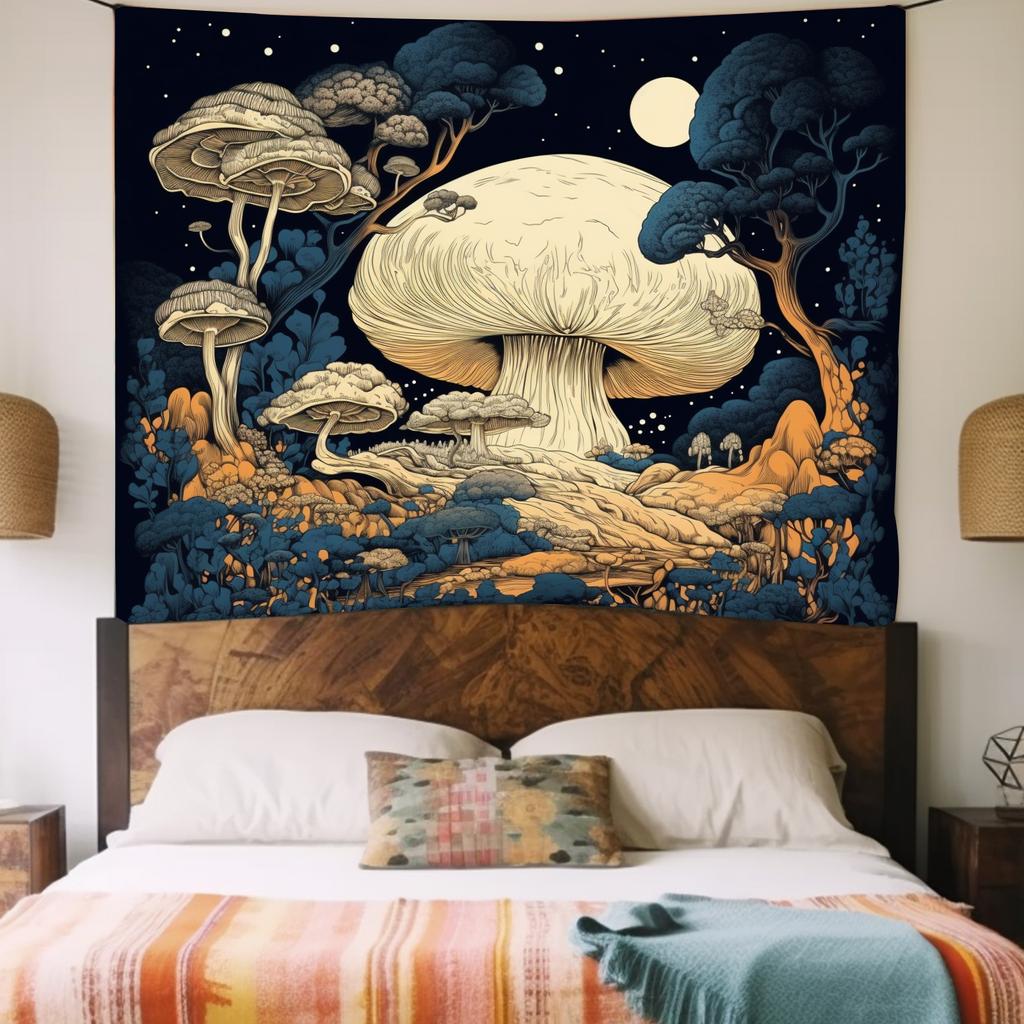 Boho Glow In the Dark Mushroom Tapestry for Living Room Bedroom Tapestry Home Wall Decor