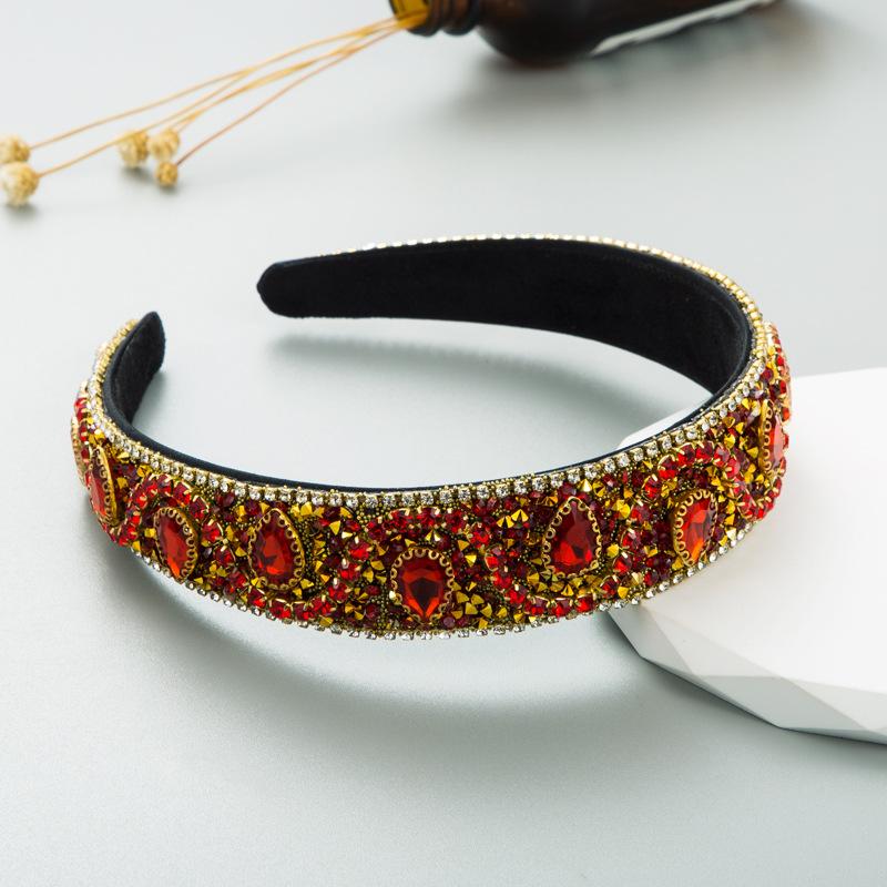 

Женский ободок для волос со стразами, стеклянный блестящий прессованный обруч для волос в стиле ретро в стиле барокко OneSize золотой