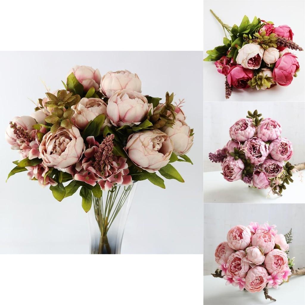 Umělé hedvábné pivoňky pro krásné svatební kytice a dekorace do stolu**