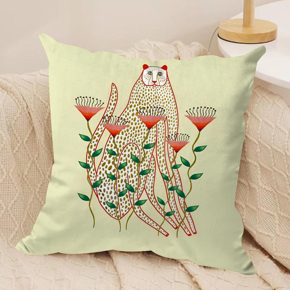 Animal leopard Cushion Cover Silky Short Plush Double-Sided Printed Pillow Case for Sofa All Seasons Home Decor Gift