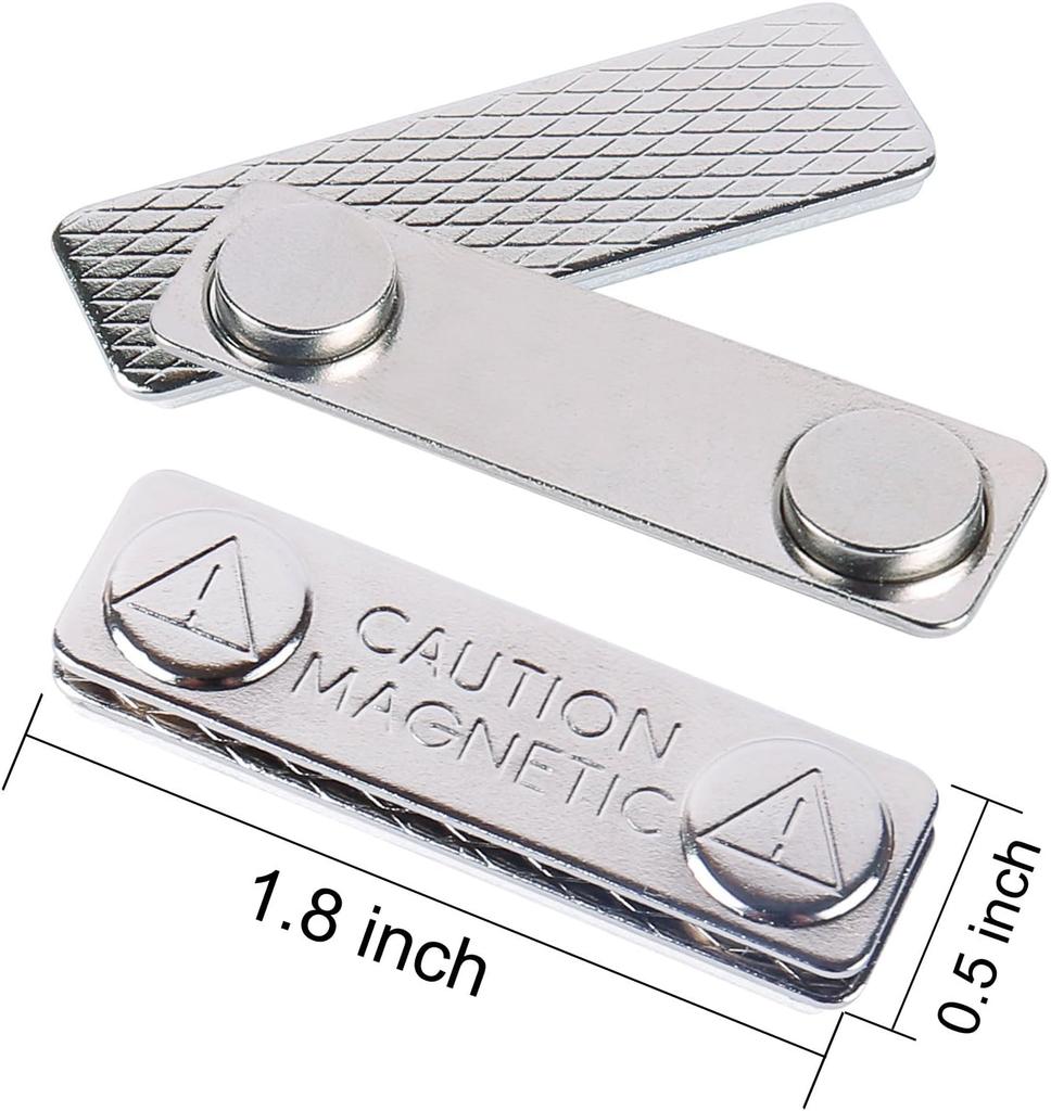 10 Pair Strong Magnetic Name Badge Holders with Steel Back Plate Name Tags/ID Badge Magnets Fastener with Adhesive