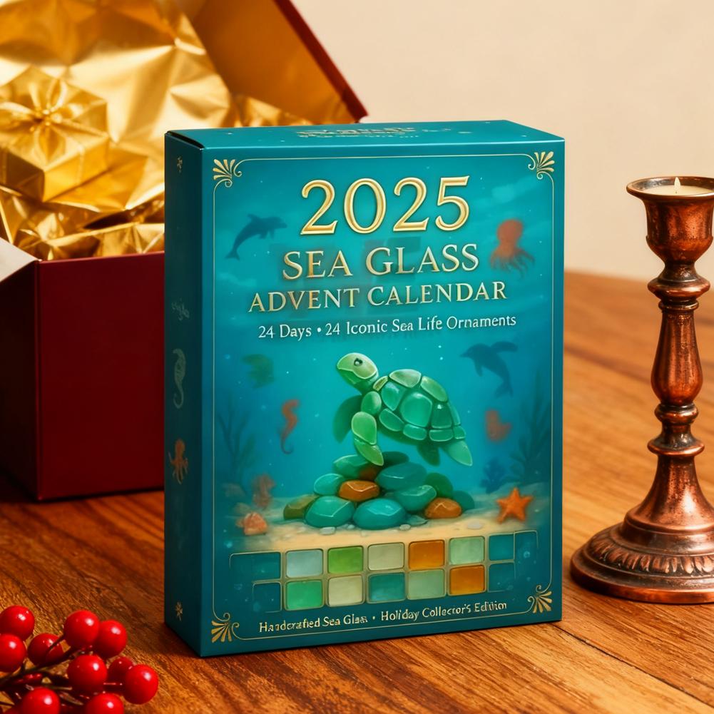 2D Acryl Seeglas Meeresleben Weihnachts-Adventskalender, 24 Tage Ozean-Themen Tiere Schildkröten Weihnachts-Countdown-Kalender