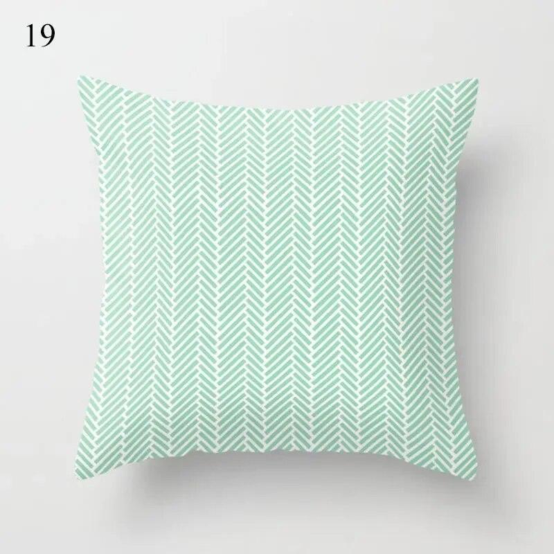 45x45cm Fresh Mint Green Geometric Animal Love Pillowcase Comfortable Sofa Car Seat Cushion Cover Room Aesthetic Home Decor