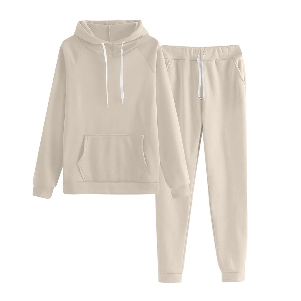 Women's Fashion Solid Colour Long Sleeve Long Pants Sport Two Piece Set