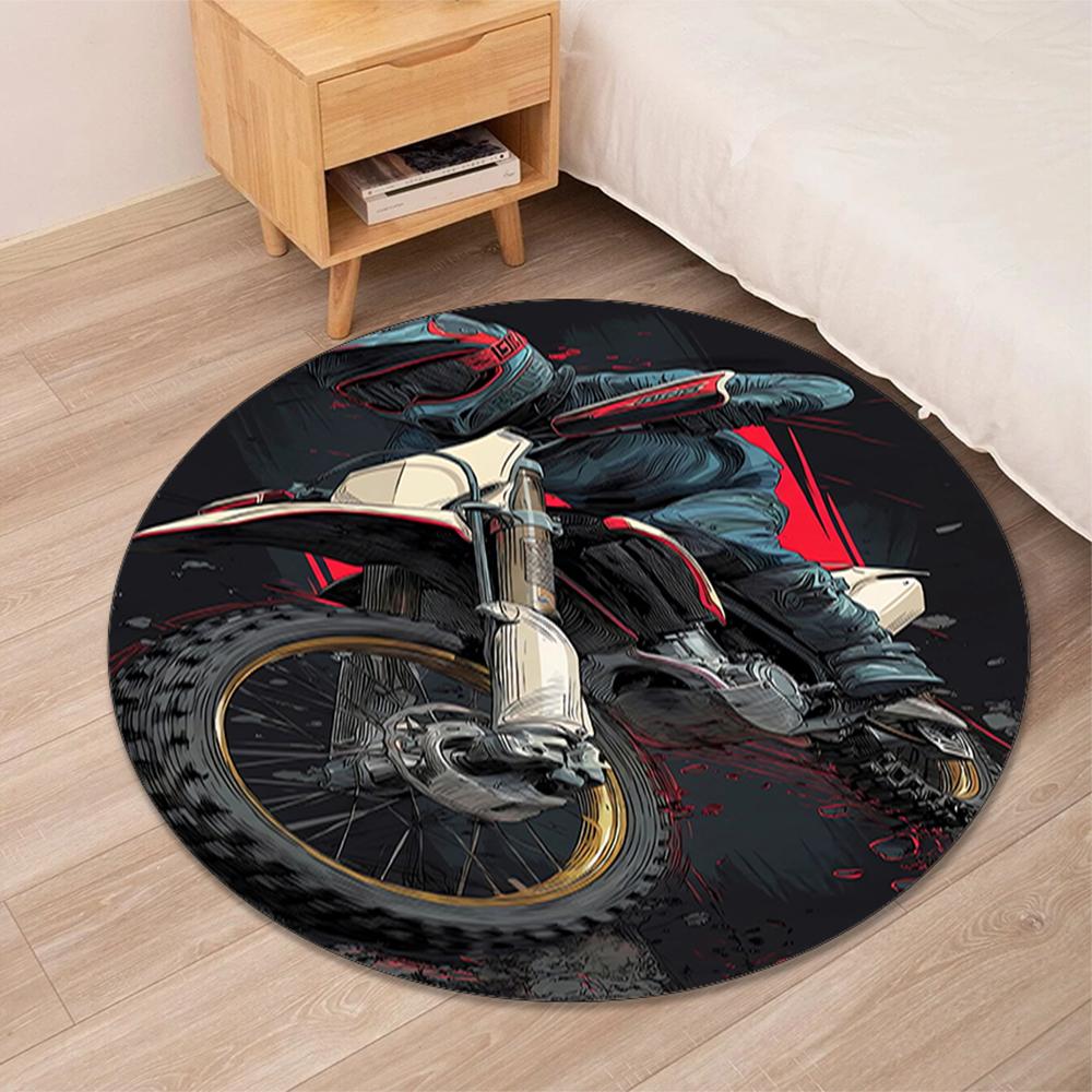 Motociclete Off-Road Covor Rotund Imprimat Covor Covor Scaun Covor Zonă Covor Covorașe Intrare, pentru Scaun de Birou Sufragerie Dormitor Bucătărie.