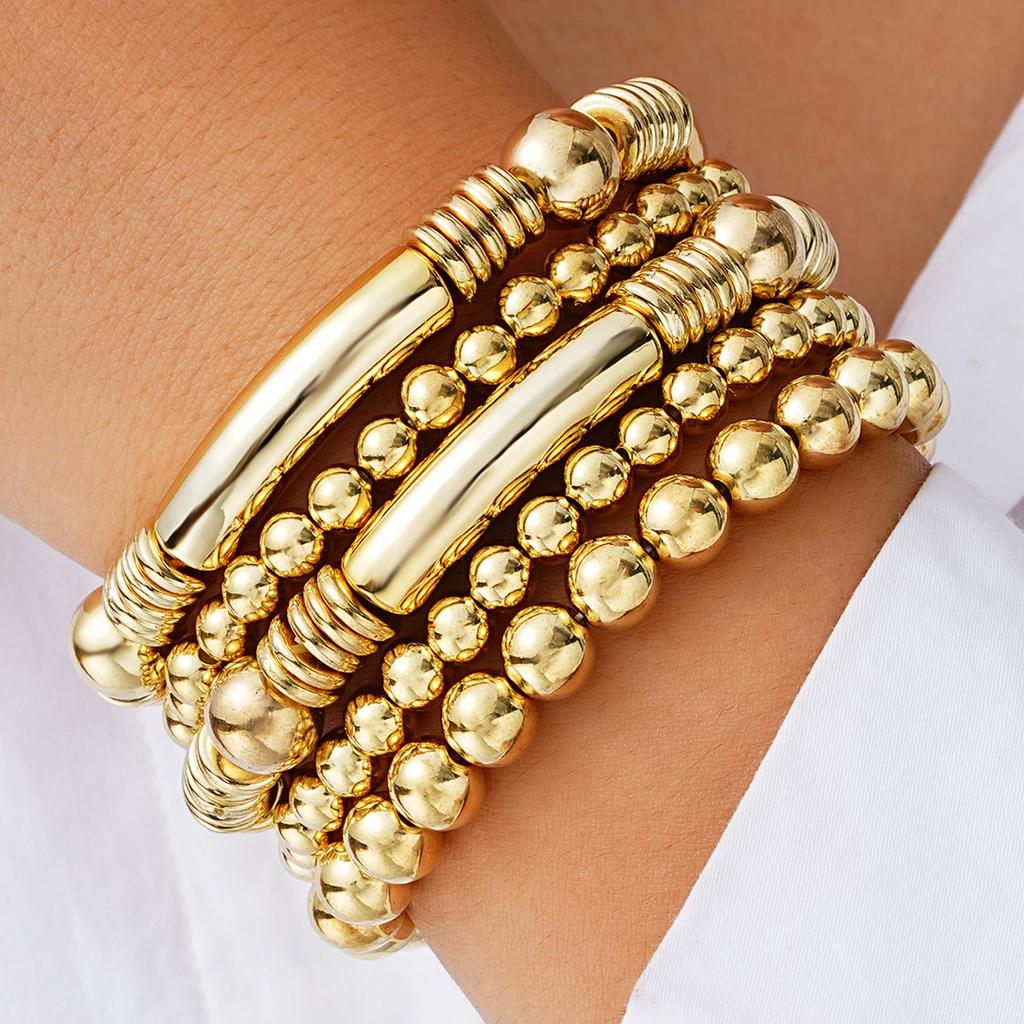 5Pcs/ Set Bohemia Minimalism Multilayer Love Heart Hollow Out Open Mouth Bracelet Set for Women Metal Chain Bangle Zircon Gifts