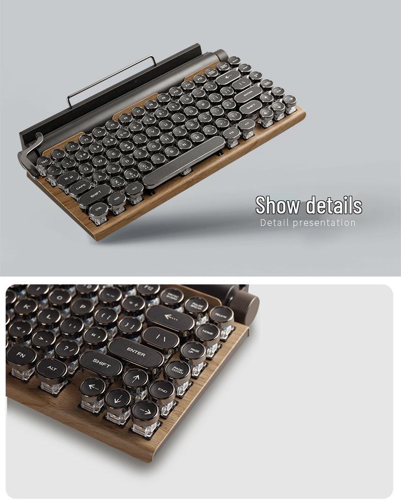 Retro Punk Mechanical Gaming Keyboard: Wired/Wireless Bluetooth with Blue Switch
