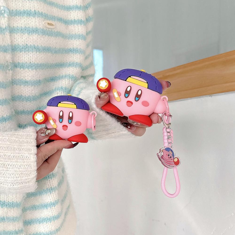 3D Cute Cartoon Anime Star Kirby Earphone Case For Airpods 4 2 3 1 Pro 3 2 Wireless Bluetooth Headset Protective Soft Cover