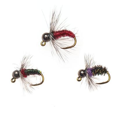 #10 6pcs Barbed Tungsten Bead Head Jig Nymph Fly Fast Sink Wet Euro Nymph Fly Trout Bass Fishing Lures Artificial Baits