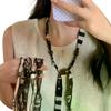 Scarf Chain Necklace Clavicle Chain Wood Bead Necklace Jewelry Accessories Ethnic Style Bohemian Choker Women