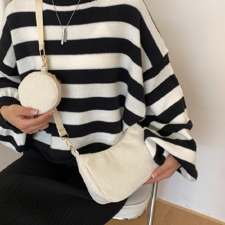 Corduroy Shoulder Bag with Mini Coin Pouch Crossbody Bags for Your Necessities