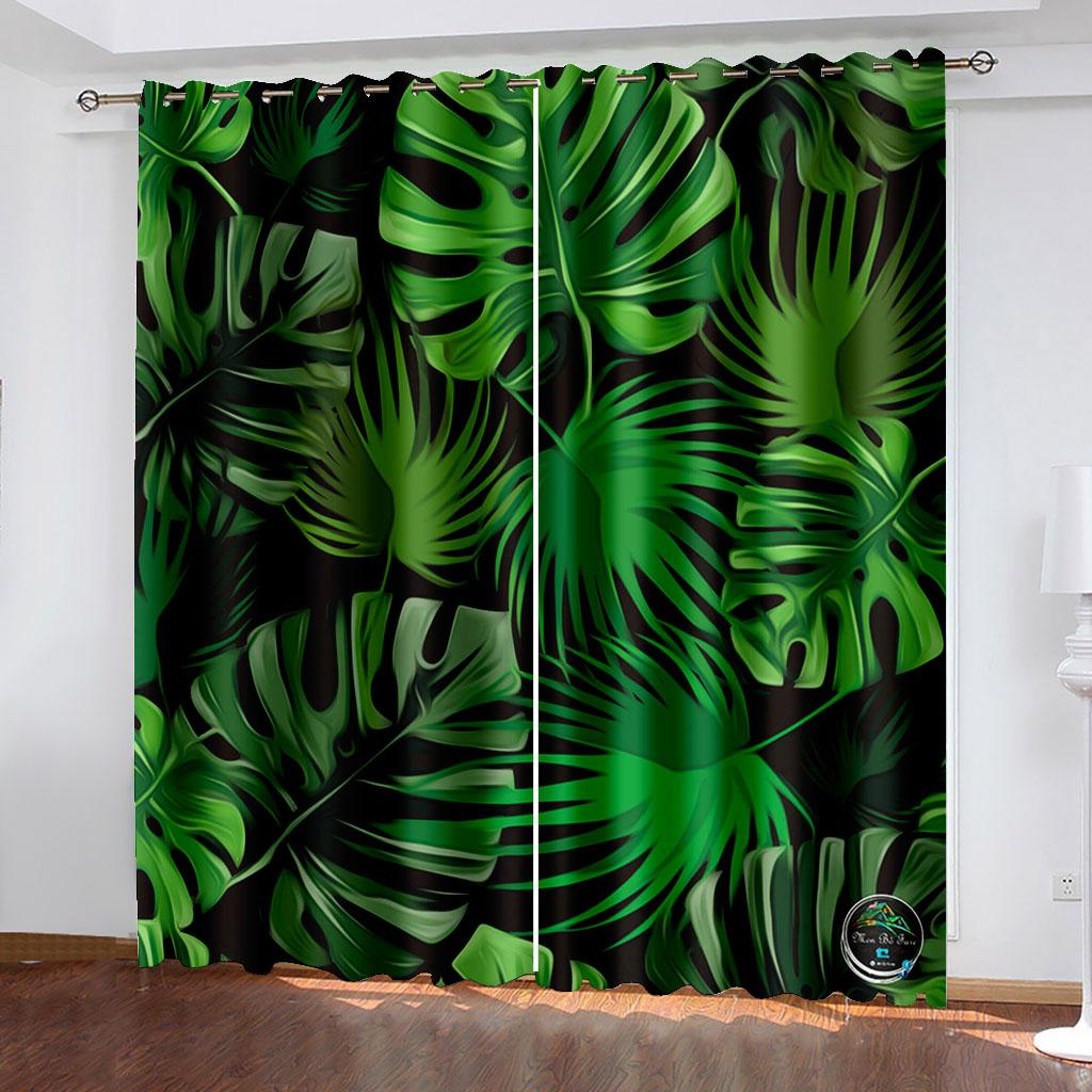 Tropical plant INS Digital print curtain pattern Living Room Bedroom Home environment decoration 90g polyester fiber two panels