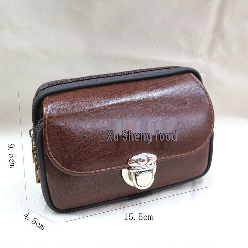 Men's PU Vertical Phone Waist Bag with Belt Loop and Snap-Lock Coin Pouch