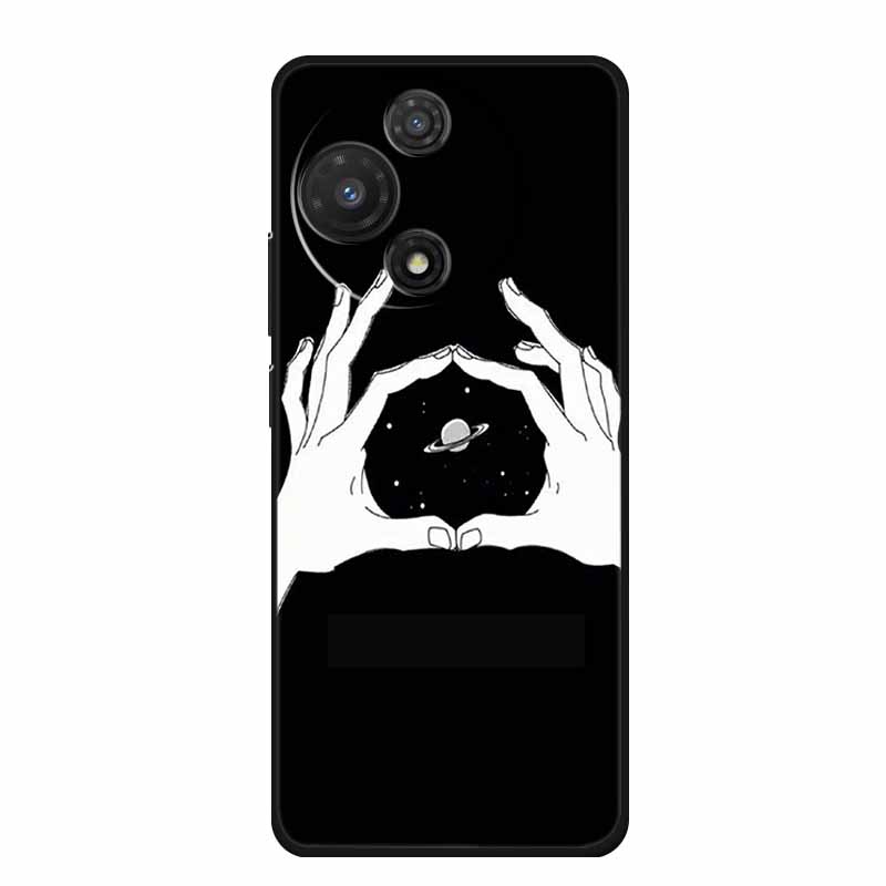 For TCL 605 Case Fashion Flower Protective Black Silicone Soft TPU Back Cover Case For TCL 60 5G 60 SE Case 60SE Coque Funda Bag