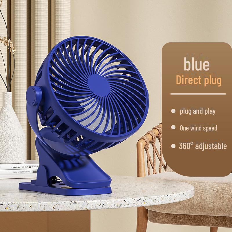Rechargeable USB Clip Fan with Desk Lamp - Large Battery, Portable for Student Dormitories