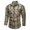 New Men's Spring and Autumn Long Sleeve Striped Shirt Military Uniform Outdoor Shirt Large Size