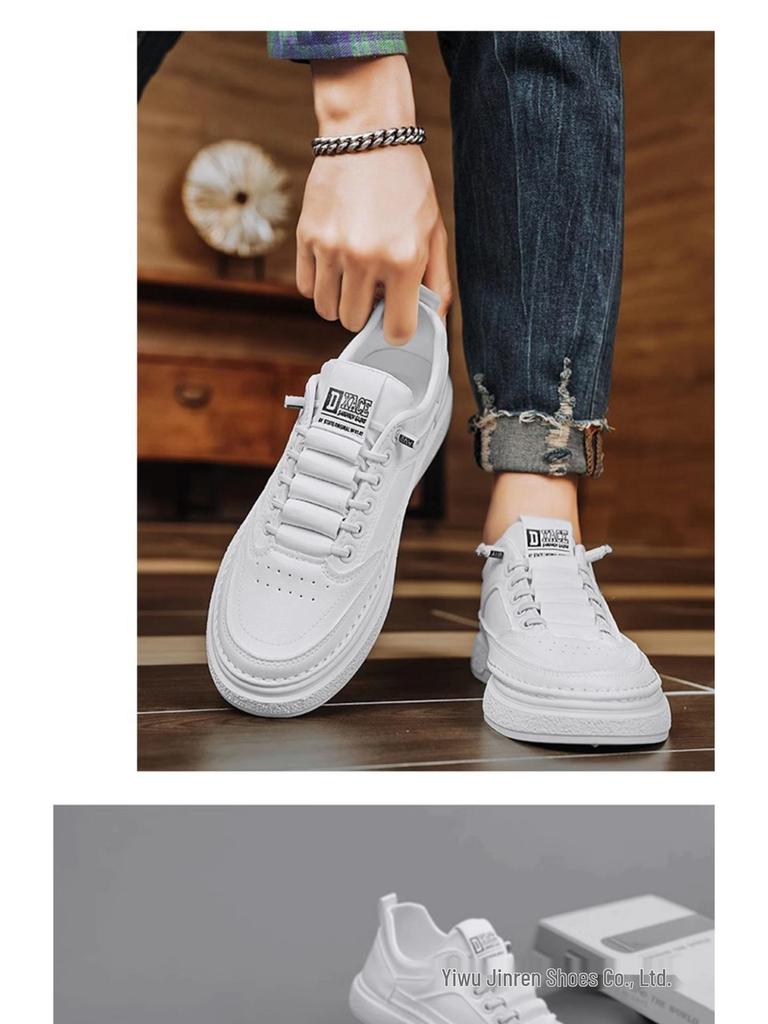 2025 Herren Weiße Unsichtbare Höhenvergrößernde Sneaker mit 10cm Dicksohle