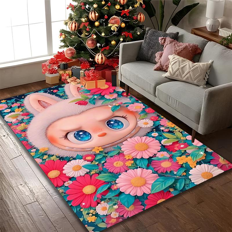 1pc LABUBU Rug, Digital Printed Home Chair Sofa Mat, Durable Office Area Carpet, Beautiful Festival Decorations