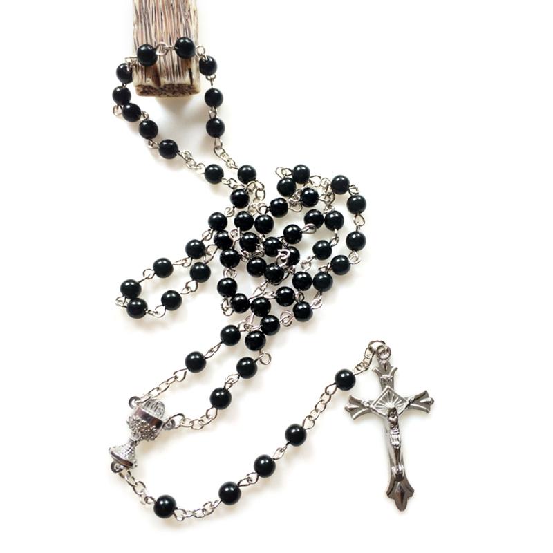 Religion for Cross Rosary Rosary Necklace Holy Jesus Figure Jewelry for Birthday Wedding Festival Party Decoration
