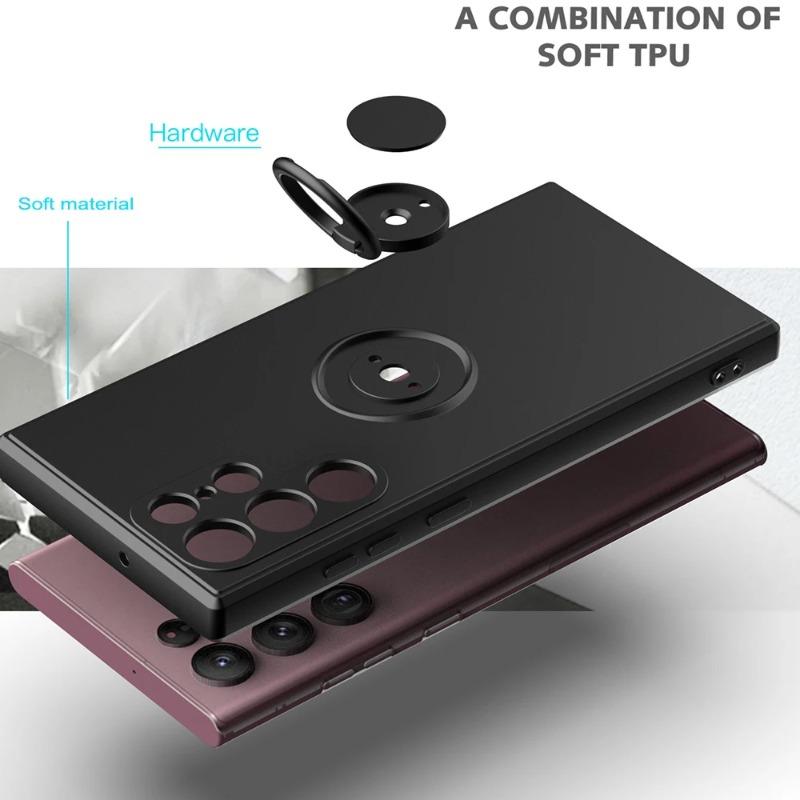 Liquid Silicone Back Cover For Samsung Galaxy S2 S26 Ultra Case With Magnetic Holder For Samsung S24 S23 Ultra Plus S21 FE Case