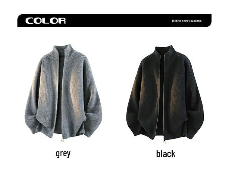 Men's Versatile Round Neck Knitwear Jacket - Stylish, Loose-Fit for Spring, Autumn, Winter