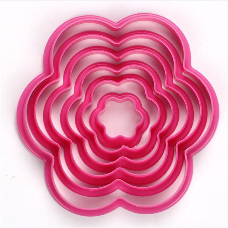 6 Adet Fondant Pasta Kalıbı Kabartıcı Geometrik Kalp Yıldız Çiçek Kurabiye Kesici Bisküvi Mührü Piston Kabartma Pasta Süsleme Aletleri