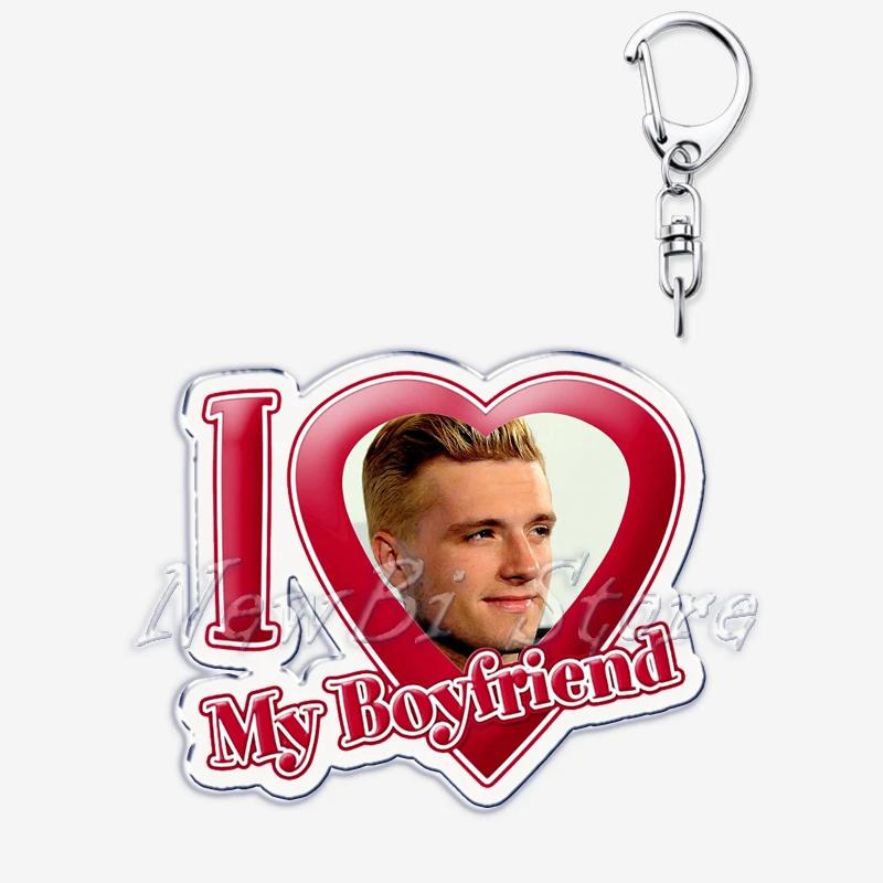Hunger Games Popular I Love My Boyfriend Josh Hutcherson Key Chain Keychains Movie Ring for Bag Pendant Keyring Jewelry Gifts