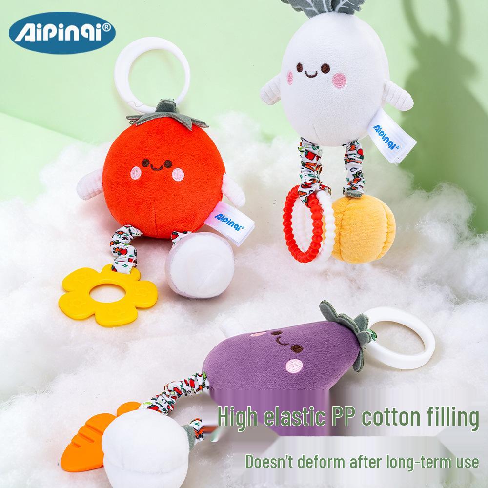 New Year's Baby Stroller Plush Toy Wind Chime with Animal and Vegetable Designs